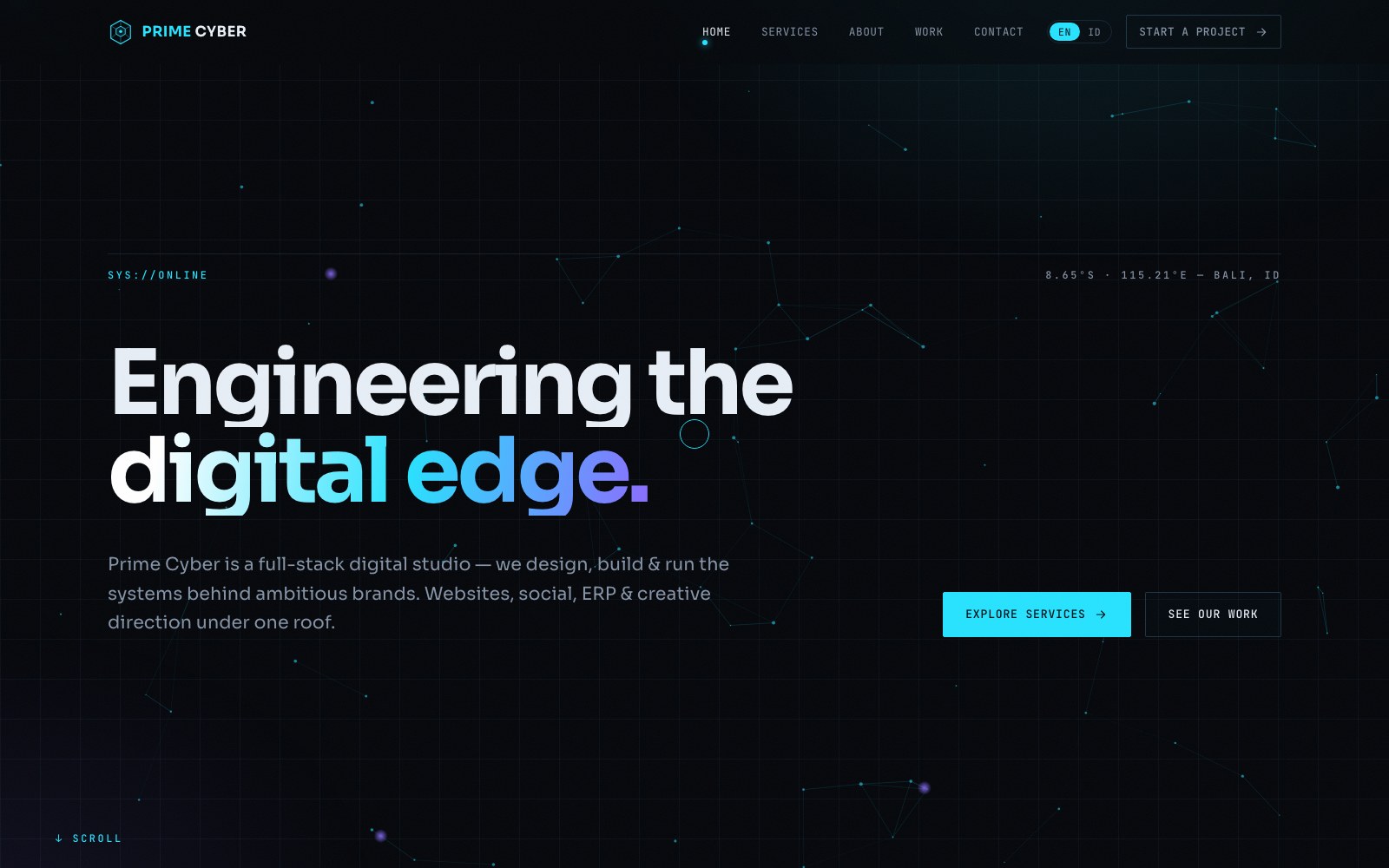 Prime Cyber website homepage