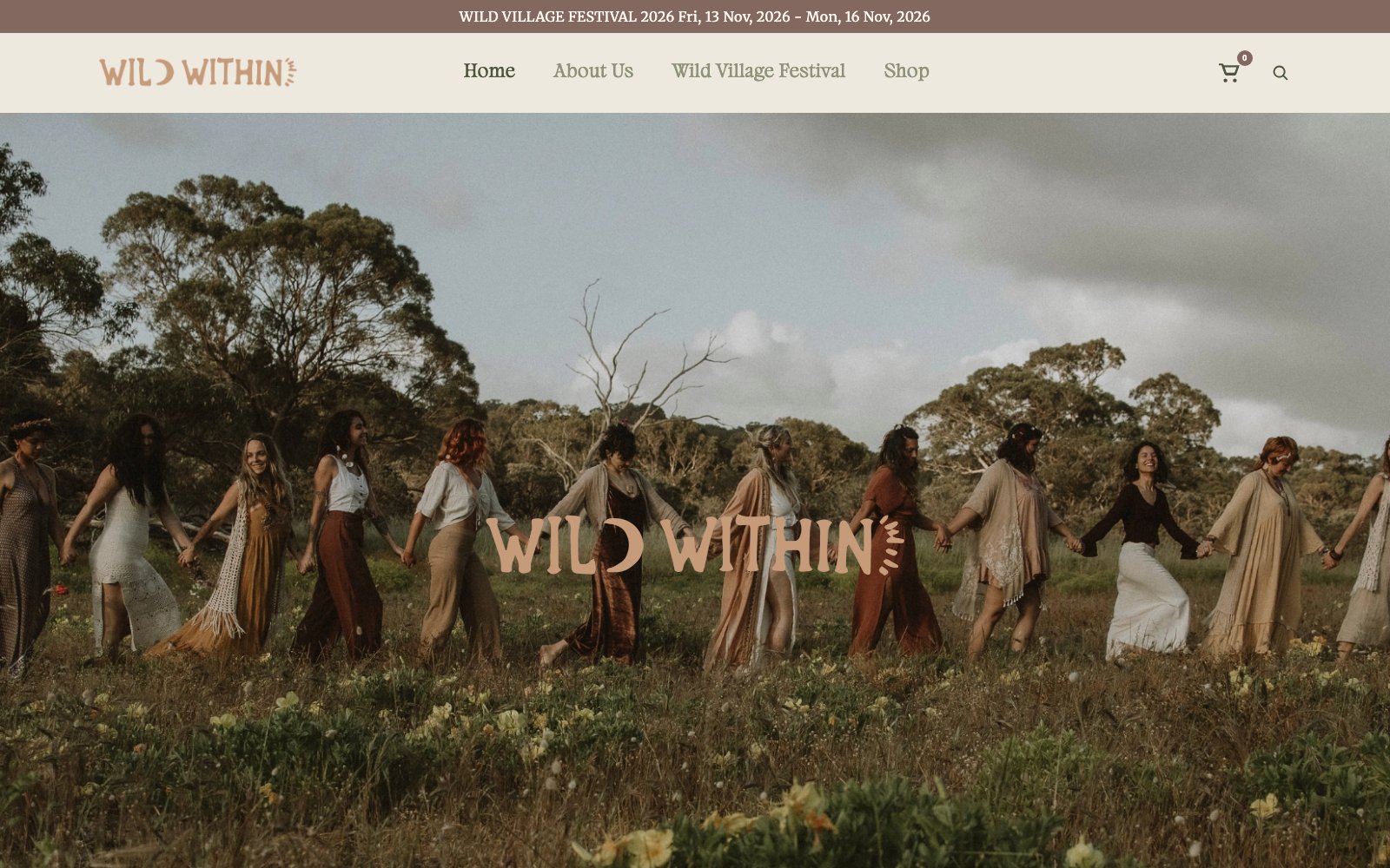 Wild Within website homepage